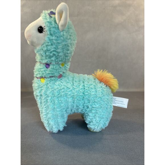 Walmart M Blue Llama Alpaca Mint Green 12" Sparkly Plush - Picture 2 of 5